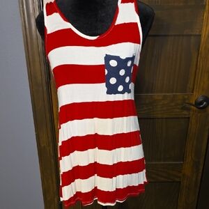 Chic Striped Tank Top with Polka Dot Pocket